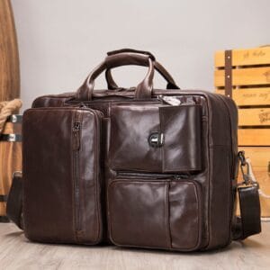 High Quality Mens Full Grain Cowhide Leather Office Laptop College Backpack Article: BPK-FL003