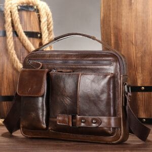 Full Grain Cowhide Leather Top Handle Large Capacity Handmade Men Messenger Crossbody Vintage Satchel Bag Article: SCB-ML002