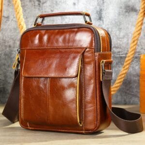 Full Grain Cowhide Leather Handmade Men Messenger Crossbody Satchel Bag Article: SCB-ML012