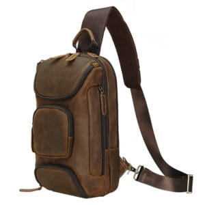 Full Grain Cowhide Leather Crossbody Sling Chest Pack One Shoulder Bag Article: SCB-ML016