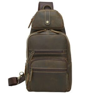 Full Grain Cowhide Leather Crossbody Sling Chest Pack One Shoulder Bag Article: SCB-ML019