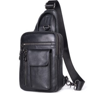Full Grain Cowhide Leather Crossbody Sling Chest Pack One Shoulder Bag Article: SCB-ML020