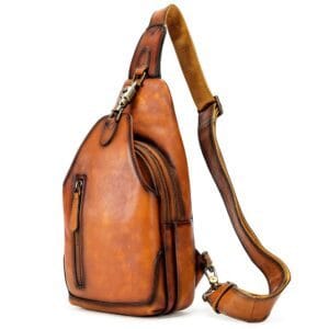 Full Grain Cowhide Leather Crossbody Sling Chest Pack One Shoulder Bag Article: SCB-ML021