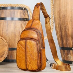 Full Grain Cowhide Leather Crossbody Sling Chest Pack One Shoulder Bag Article: SCB-ML023