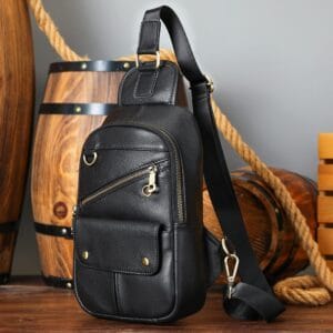 Full Grain Cowhide Leather Crossbody Sling Chest Pack One Shoulder Bag Article: SCB-ML027