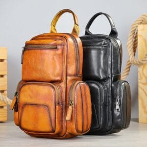 Full Grain Cowhide Leather Crossbody Sling Chest Pack One Shoulder Bag Article: SCB-ML028