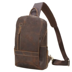 Full Grain Cowhide Leather Crossbody Sling Chest Pack One Shoulder Bag Article: SCB-ML031