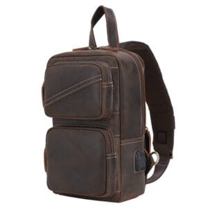 Full Grain Cowhide Leather Crossbody Sling Chest Pack One Shoulder Bag Article: SCB-ML032