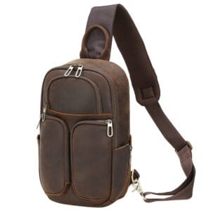 Full Grain Cowhide Leather Crossbody Sling Chest Pack One Shoulder Bag Article: SCB-ML033