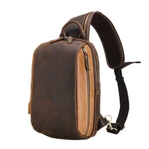 Full Grain Cowhide Leather Crossbody Sling Chest Pack One Shoulder Bag Article: SCB-ML036