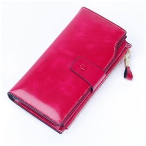 Long Zipper Girls Clutch Bag Ladies Wallet Mobile Phone Full Grain Cowhide Leather Article: WLT-FL012