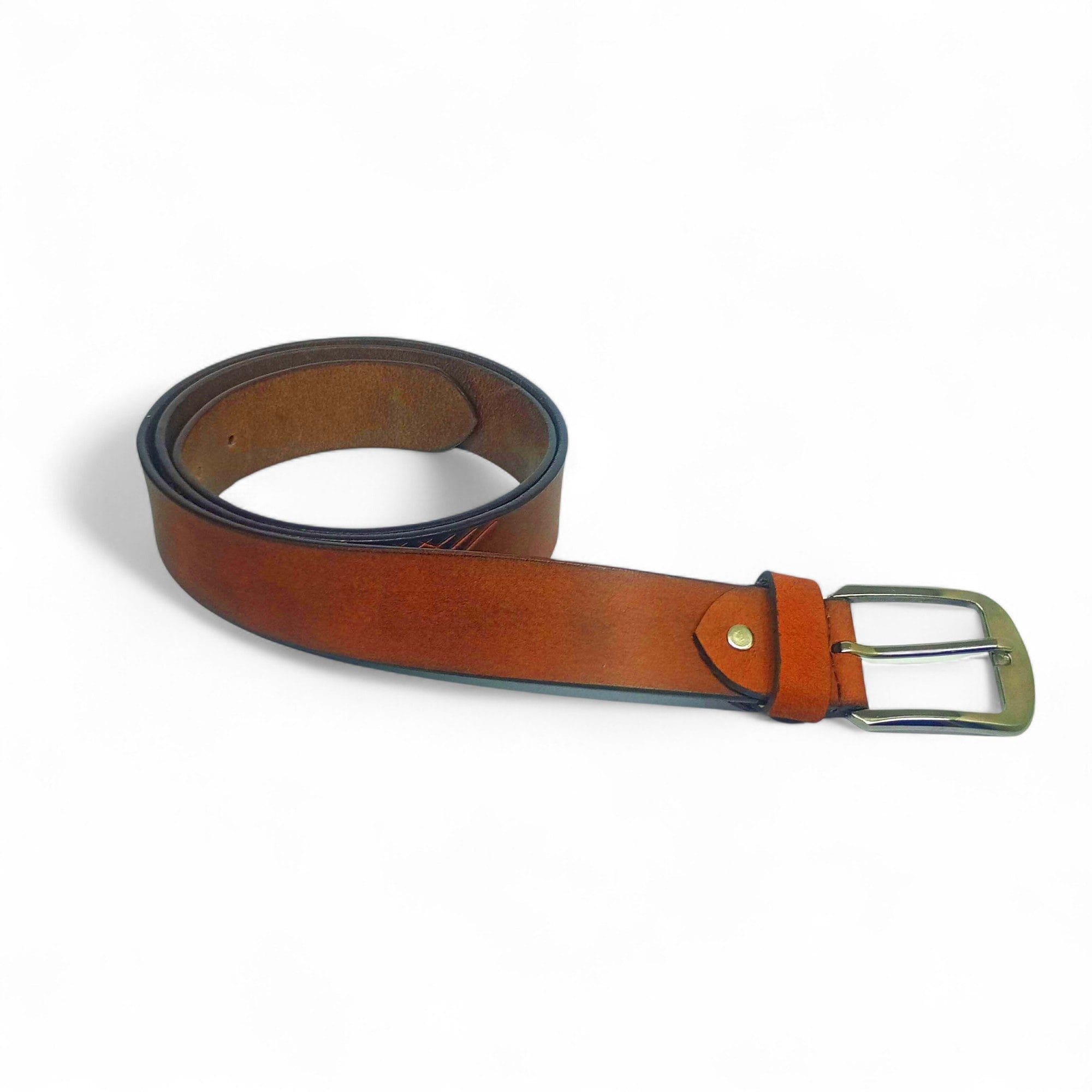 Textured Tan Leather Belt for Men – Full Grain Real Leather with Cross Pattern Design | LB-209 - Image 3