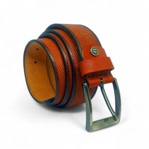 Premium Textured Tan Leather Belt for Men – Elegant Look with Antique Buckle | LB-203