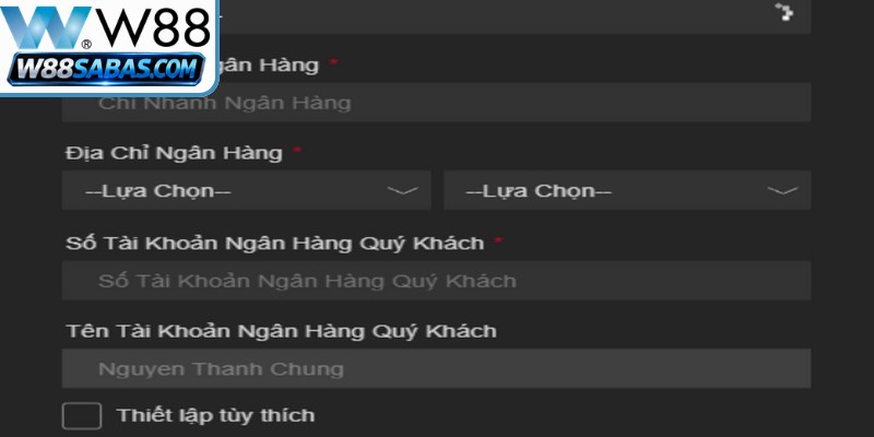 Xác minh tài khoản bước quan trọng khi rút tiền W88 